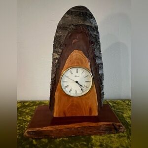 Rustic Wood Mantel Clock with Natural Finish